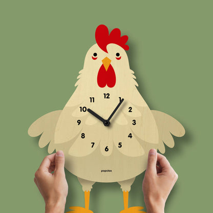 Cleo Chicken Pendulum Clock - Wood