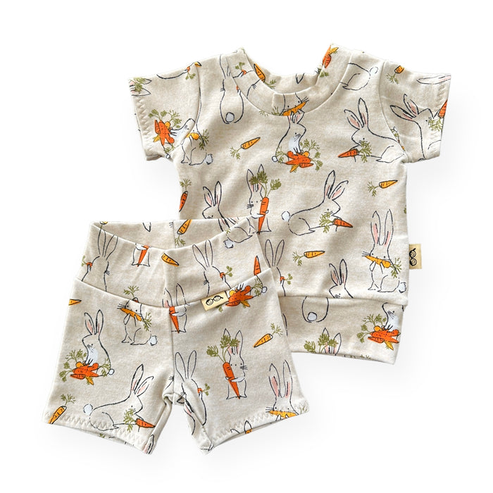 Easter Bunnies with Carrots Biker Shorts Lounge Set