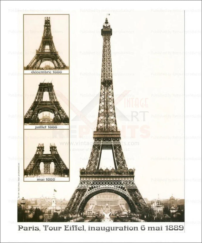 Eiffel Tower, 1889 - VINTAGEARTREPRINTS.COM