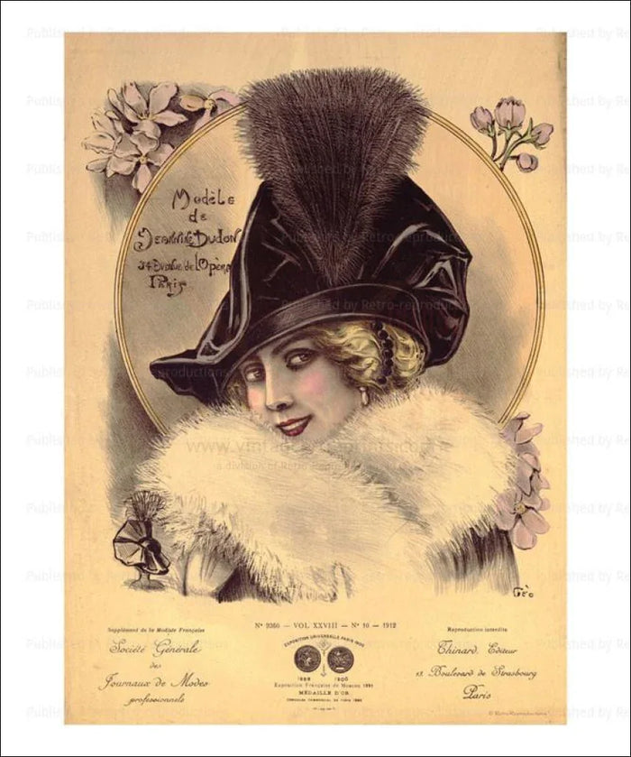 Exhibition Universelle, A Feather in her Hat - VINTAGEARTREPRINTS.COM