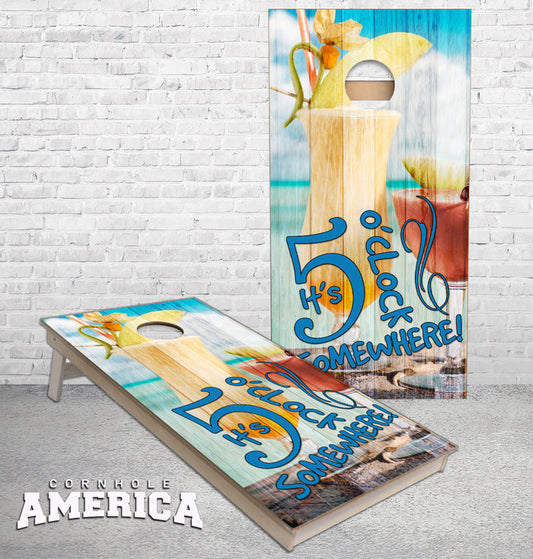 Five O'clock somewhere Cornhole Boards