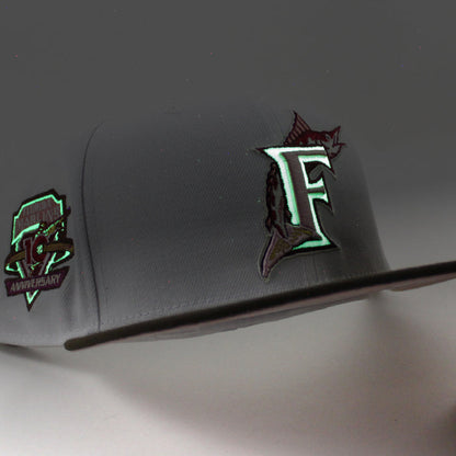 Florida Marlins 10th Anniversary New Era 59Fifty Fitted Hat (Glow in the Dark WHITE WALNUT PINK ROUGE Under brim)