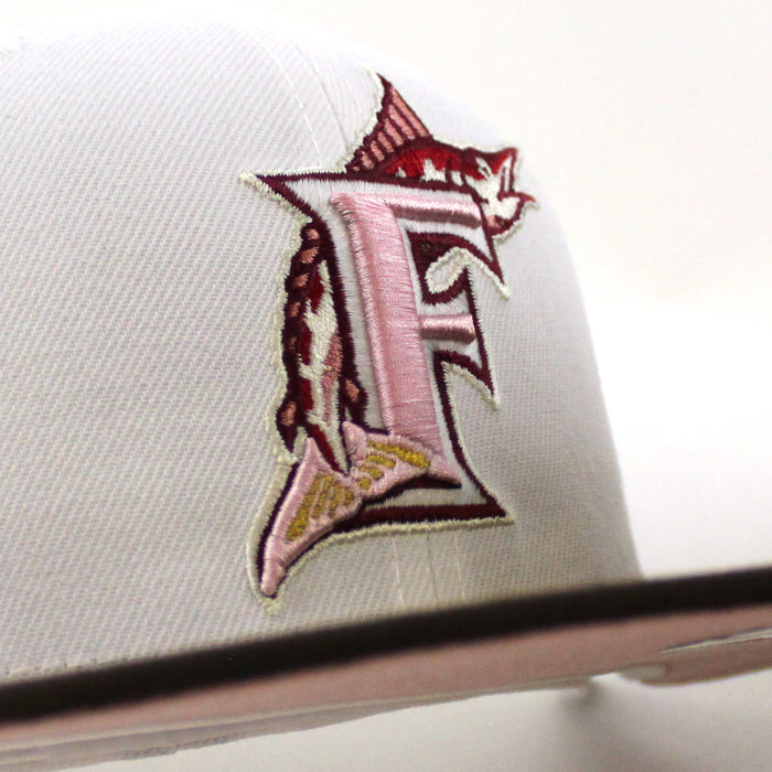 Florida Marlins 10th Anniversary New Era 59Fifty Fitted Hat (Glow in the Dark WHITE WALNUT PINK ROUGE Under brim)