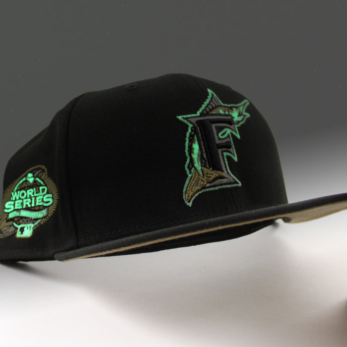 Florida Marlins 2003 World Series New Era 59Fifty Fitted Hat (GITD Black Khaki Under brim)
