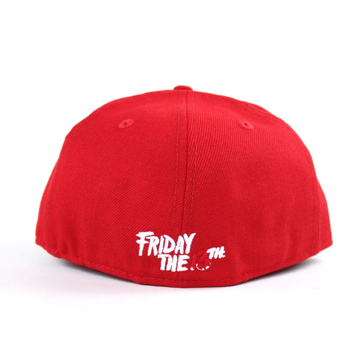 Friday the 13th Jason Head New Era 59Fifty Fitted Hat (Red Gray Under Brim)