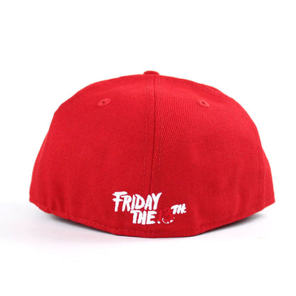 Friday the 13th Jason Head New Era 59Fifty Fitted Hat (Red Gray Under Brim)
