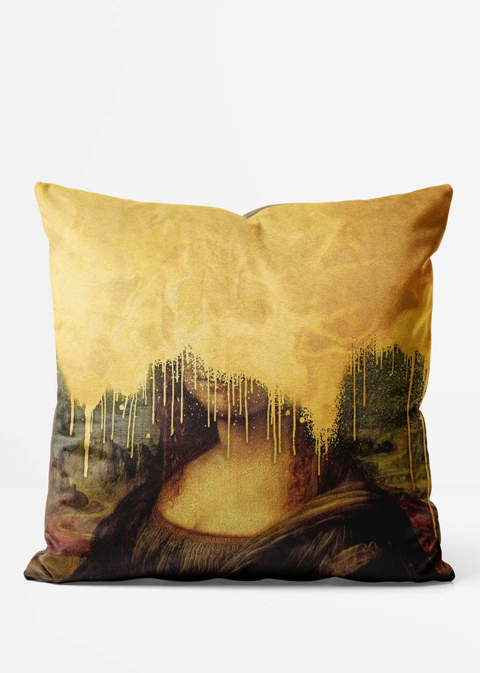 Gold Drippy Mona Cushion, front view