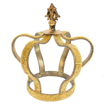 Hand-Beaded Metal Crown Table Ornament