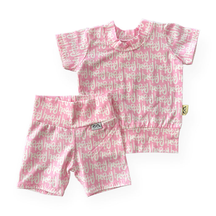Happy Pink Biker Shorts Lounge Set