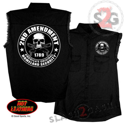 Hot Leathers 2nd Amendment Sleeveless Denim Biker Shirt