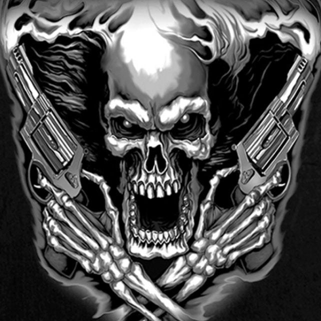 Hot Leathers Assassin Sleeveless Denim Biker Shirt Skull & Pistols