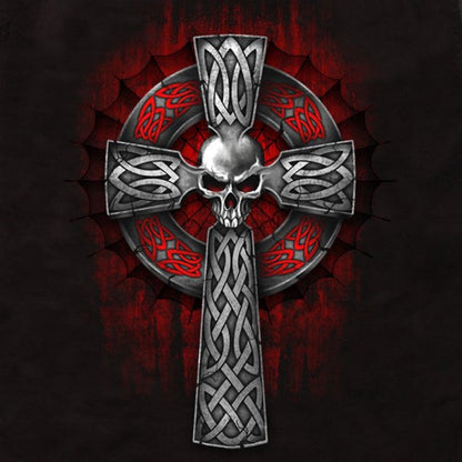 Hot Leathers Celtic Cross Black Sleeveless Denim Button Up Biker Shirt