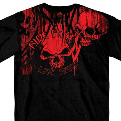 Hot Leathers Over The Top Red Tribal Skull T-Shirt Ride Fast Live Hard