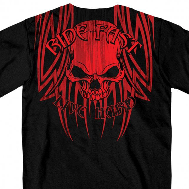 Hot Leathers Over The Top Red Tribal Skull T-Shirt Ride Fast Live Hard