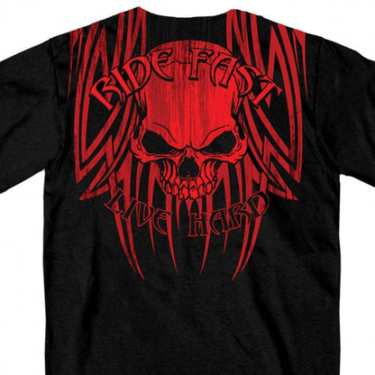Hot Leathers Over The Top Red Tribal Skull T-Shirt Ride Fast Live Hard