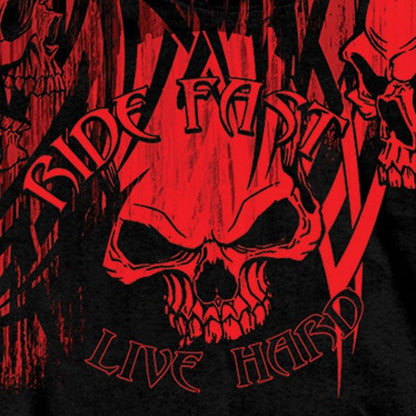 Hot Leathers Over The Top Red Tribal Skull T-Shirt Ride Fast Live Hard