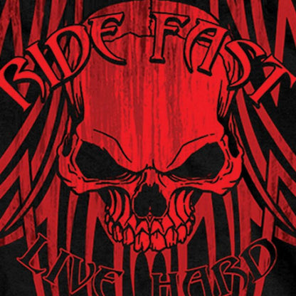 Hot Leathers Over The Top Red Tribal Skull T-Shirt Ride Fast Live Hard