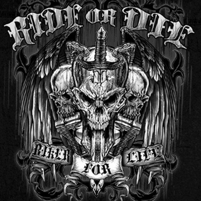 Hot Leathers Ride or Die Skull Sleeveless Denim Biker For Life Shirt
