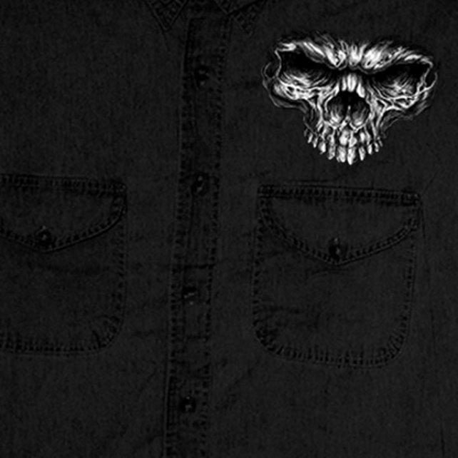 Hot Leathers Shredder Skull Black Sleeveless Denim