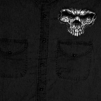 Hot Leathers Shredder Skull Black Sleeveless Denim