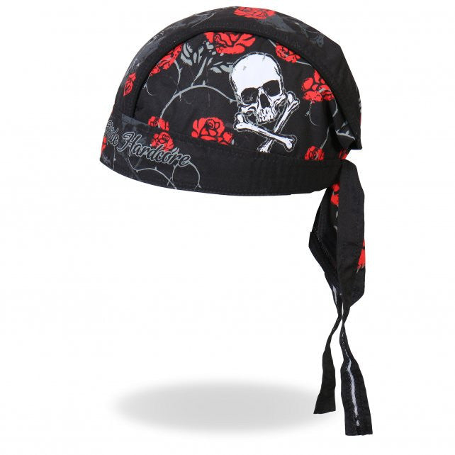 Hot Leathers Skull & Roses Headwrap Lightweight Live Free Durag