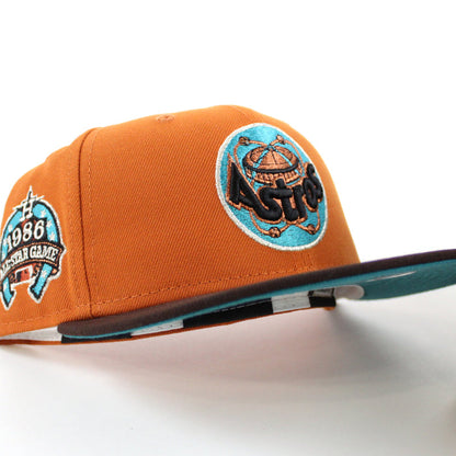 Houston Astros 1986 All Star Game New Era 59Fifty Fitted Hat (Rust Brown Teal Under Brim)