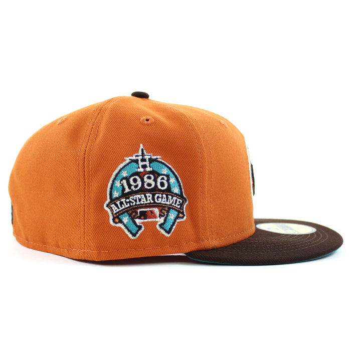 Houston Astros 1986 All Star Game New Era 59Fifty Fitted Hat (Rust Brown Teal Under Brim)