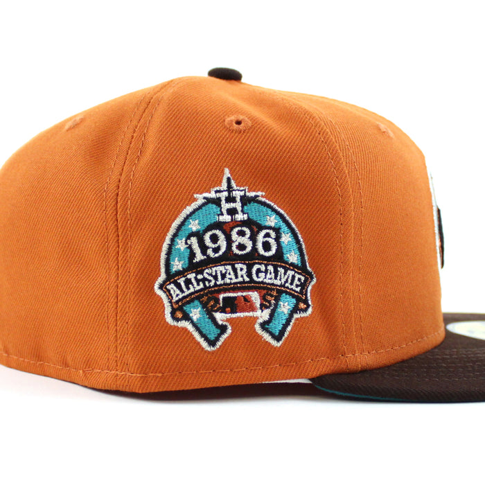 Houston Astros 1986 All Star Game New Era 59Fifty Fitted Hat (Rust Brown Teal Under Brim)