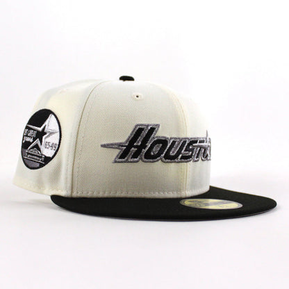 Houston Astros 35 Great Years New Era 59Fifty Fitted Hat (Chrome White Black Gray Under Brim)