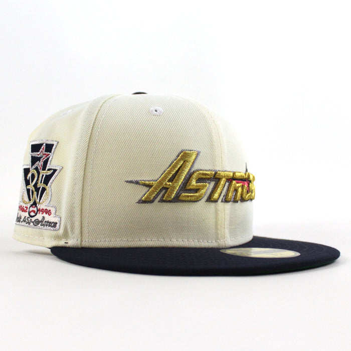 Houston Astros 35 Years New Era 59Fifty Fitted Hat (Chrome White Navy Green Under Brim)