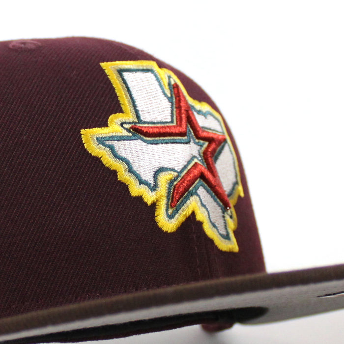 Houston Astros 45Th Anniversary New Era 59Fifty Fitted Hat (Maroon Burnt Wood and Gray Under Brim)