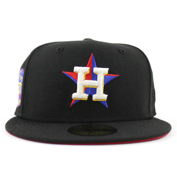 Houston Astros 50TH ANNIVERSARY New Era 59Fifty Fitted Hat (Black Royal Red Under Brim)
