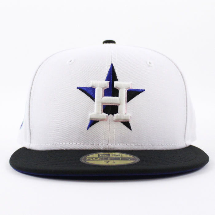 Houston Astros 50TH ANNIVERSARY New Era 59Fifty Fitted Hat (GITD White Black Royal Blue Under Brim)