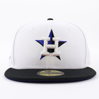 Houston Astros 50TH ANNIVERSARY New Era 59Fifty Fitted Hat (GITD White Black Royal Blue Under Brim)