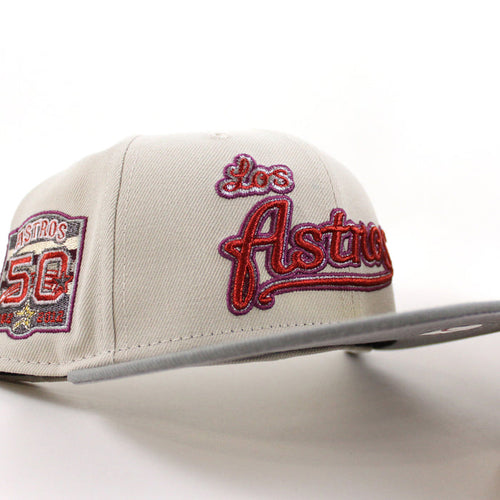 Houston Astros 50Th Anniversary New Era 59Fifty Fitted Hat (Stone Gray Misty Morning Gray Under Brim)