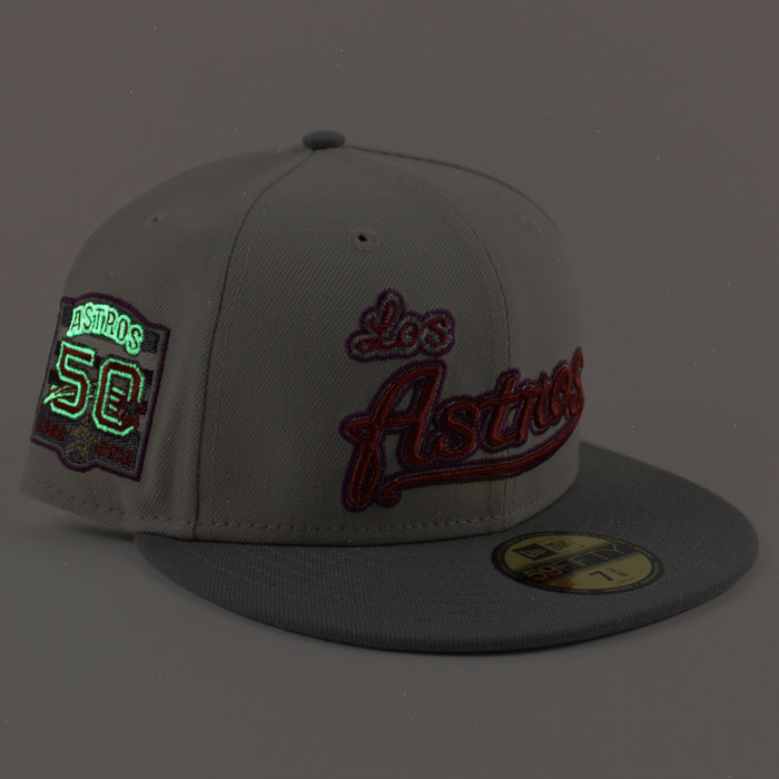Houston Astros 50Th Anniversary New Era 59Fifty Fitted Hat (Stone Gray Misty Morning Gray Under Brim)