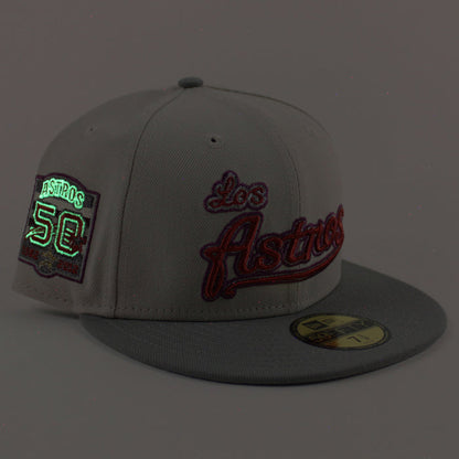 Houston Astros 50Th Anniversary New Era 59Fifty Fitted Hat (Stone Gray Misty Morning Gray Under Brim)