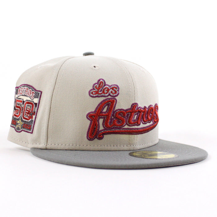 Houston Astros 50Th Anniversary New Era 59Fifty Fitted Hat (Stone Gray Misty Morning Gray Under Brim)