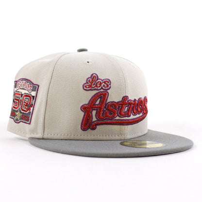 Houston Astros 50Th Anniversary New Era 59Fifty Fitted Hat (Stone Gray Misty Morning Gray Under Brim)