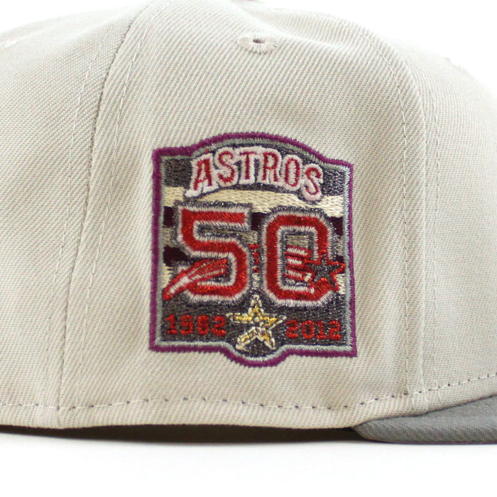 Houston Astros 50Th Anniversary New Era 59Fifty Fitted Hat (Stone Gray Misty Morning Gray Under Brim)