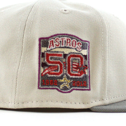 Houston Astros 50Th Anniversary New Era 59Fifty Fitted Hat (Stone Gray Misty Morning Gray Under Brim)