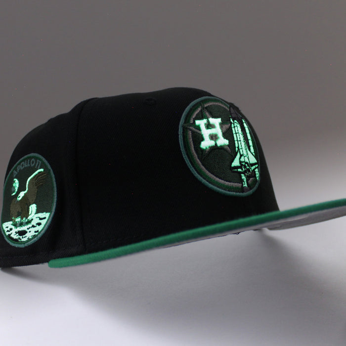Houston Astros Apollo 11 New Era 59Fifty Fitted Hat (GITD Black Kelly Gray Under Brim)