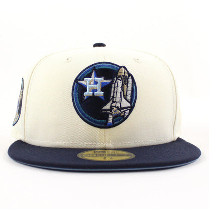 Houston Astros Apollo 11 New Era 59Fifty Fitted Hat (Glow in the Dark CHROME WHITE NIGHT SHIFT NAVY SKY BLUE Under Brim)