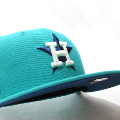 Houston Astros Cooperstown 50th Anniversary New Era 59Fifty Fitted Hat (GITD Teal Blue Under Brim)