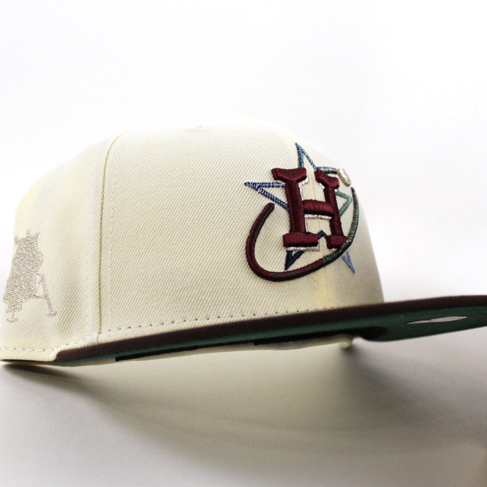 Houston Astros Rover New Era 59Fifty Fitted Hat (Chrome White Burnt Wood Green Under Brim)