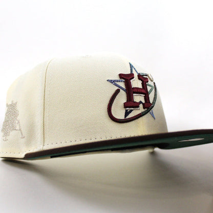 Houston Astros Rover New Era 59Fifty Fitted Hat (Chrome White Burnt Wood Green Under Brim)