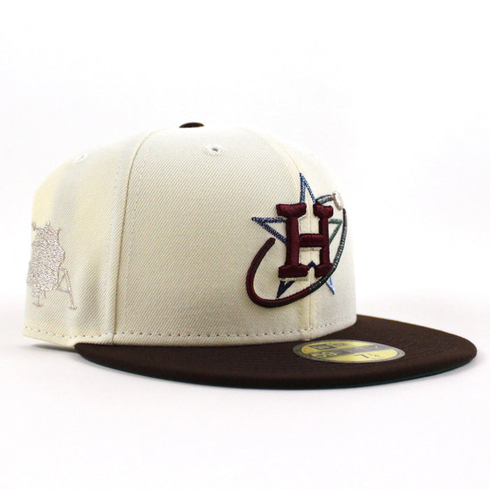 Houston Astros Rover New Era 59Fifty Fitted Hat (Chrome White Burnt Wood Green Under Brim)