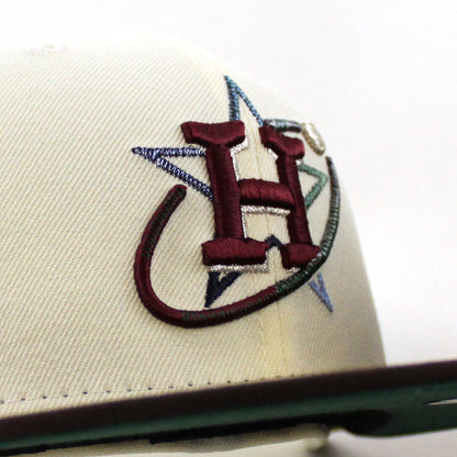 Houston Astros Rover New Era 59Fifty Fitted Hat (Chrome White Burnt Wood Green Under Brim)