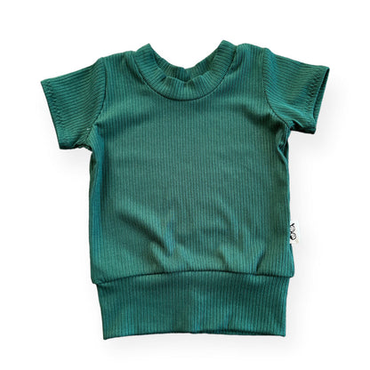 Hunter Green Ribbed Biker Shorts Lounge Set