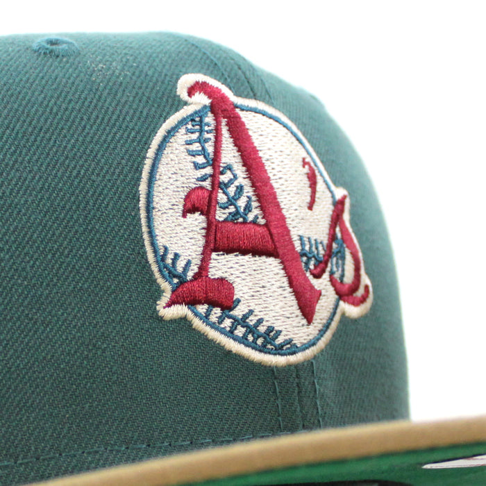 KANSAS CITY ATHLETICS Elephant New Era 59Fifty Fitted Hat (Pine Khaki Green Under Brim)